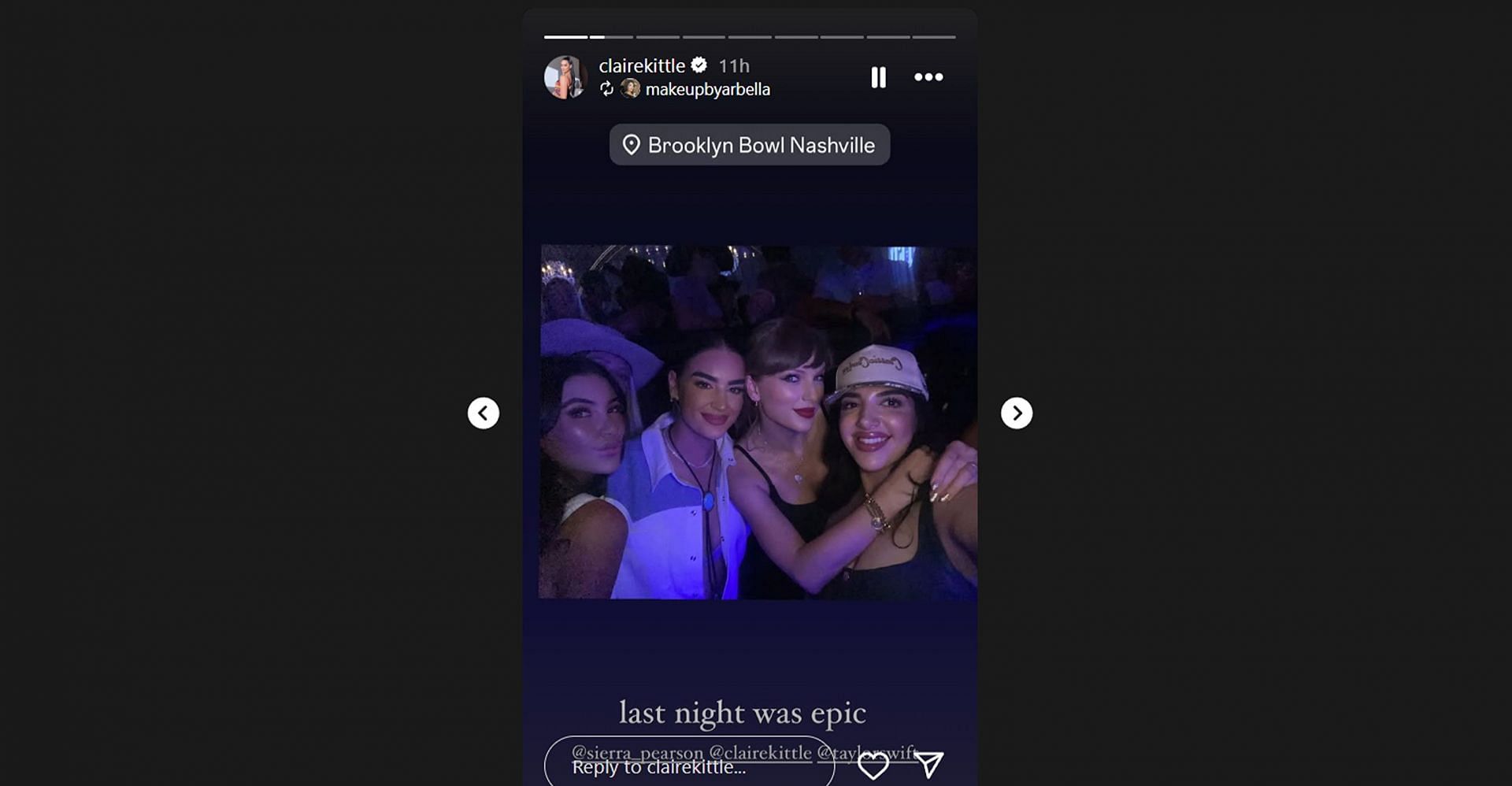 George Kittle's wife Claire shares unseen pictures with Taylor Swift from the TEU ladies night out /@clairekittle